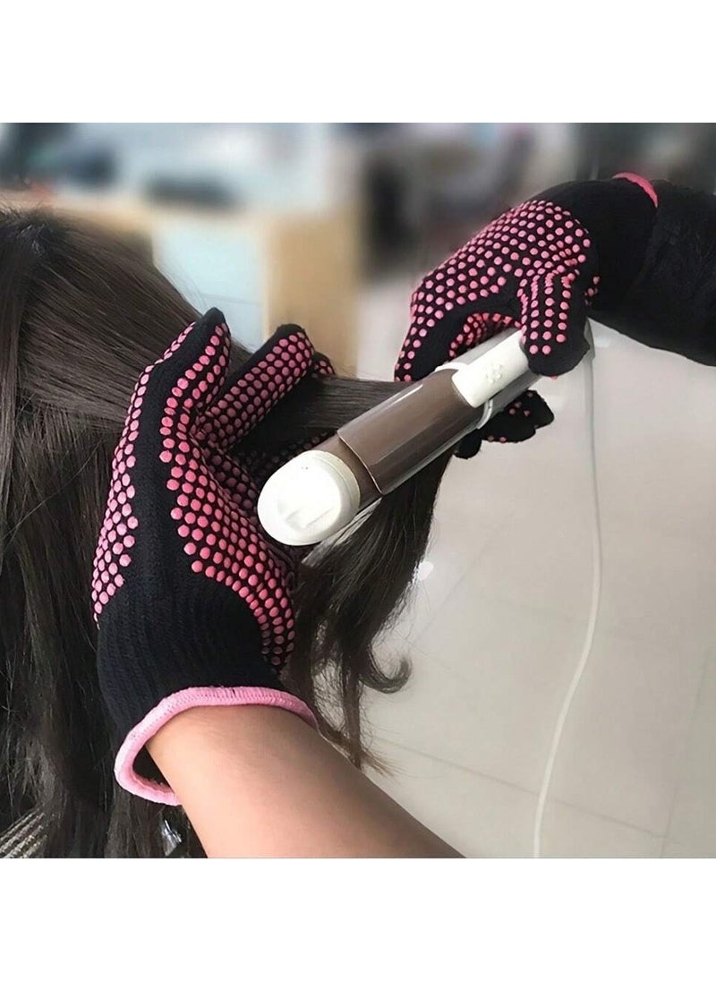 Generic Heat-resistant gloves that protect hands from burns while using hair styling tools, featuring a non-slip grip thanks to silicone dots.  - Image 1
