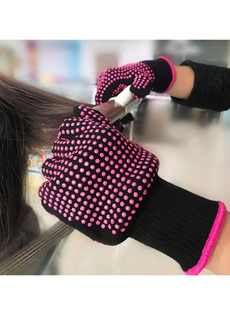 Generic Heat-resistant gloves that protect hands from burns while using hair styling tools, featuring a non-slip grip thanks to silicone dots.  - Image 2
