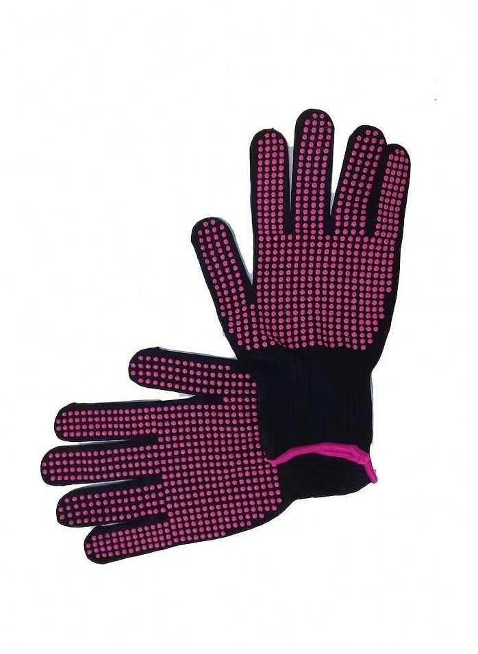 Generic Heat-resistant gloves that protect hands from burns while using hair styling tools, featuring a non-slip grip thanks to silicone dots.  - Image 4