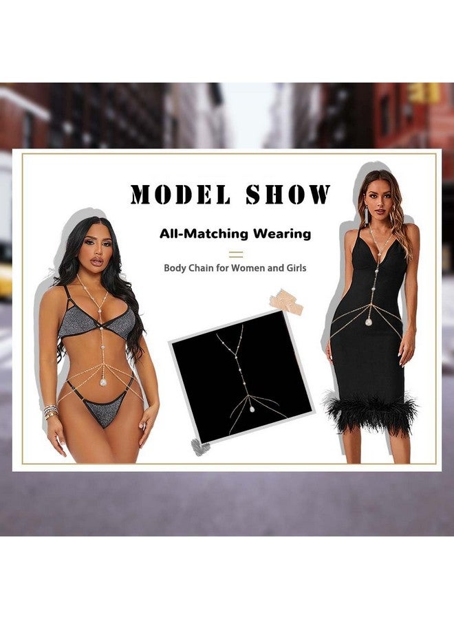 Obmyec Sparkle Rhinestone Body Jewelry Crystal Body Necklace Sexy Bikini Bra Body Chain Nightclub Rave Beach Waist Chain Accessories For Women And Girls - Image 3