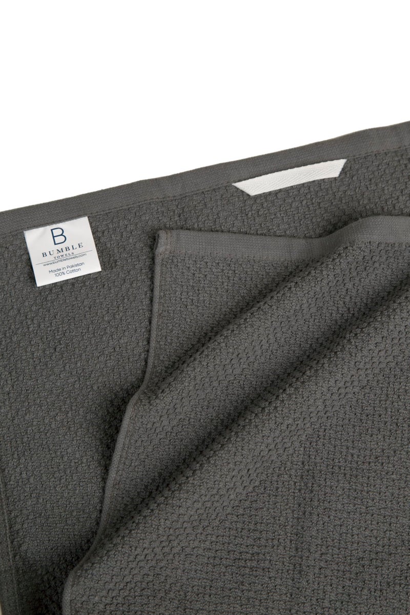 Bumble Towels Premium Kitchen Towels (16”x 26”, 6 Pack) | Large Cotton Kitchen Hand Towels | Popcorn Striped Design | Dish Towels | 430 GSM Highly Absorbent Tea Towels Set with Hanging Loop | Gray - Image 3