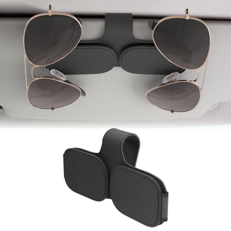BFXM Sunglass Holder for Car Double Clip, Sunglasses Clip for Car Visor, Magnetic Leather for Car Visor, Cars Sun Visor Ticket Card Clip, Car Accessories - Image 1