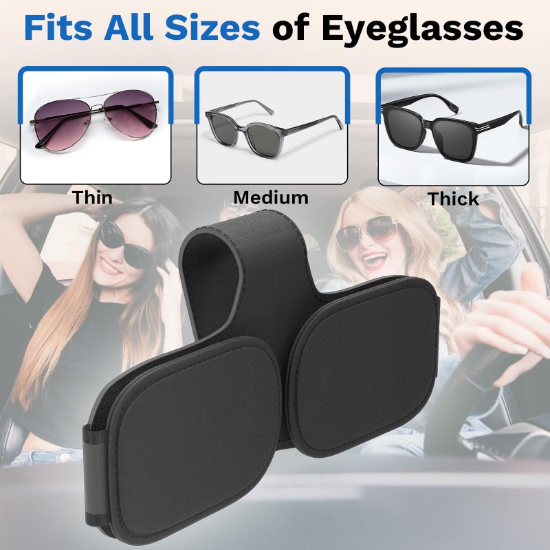 BFXM Sunglass Holder for Car Double Clip, Sunglasses Clip for Car Visor, Magnetic Leather for Car Visor, Cars Sun Visor Ticket Card Clip, Car Accessories - Image 5