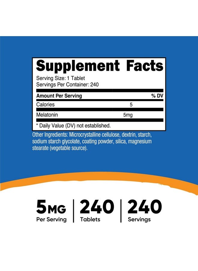 نيوتريكوست ميلاتونين 5 مجم، 240 قرصًا - 5 مجم لكل وجبة، غير معدل وراثيًا، خالٍ من الجلوتين - Image 2