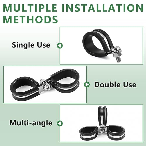 Delgada 20 Pack 1 Inch 304 Stainless Steel P-Style Cable Clamps - Rubber Cushioned Insulated Clamp,Secure Tube, Pipe, and Wire Cord Installation (1 inch) - Image 5