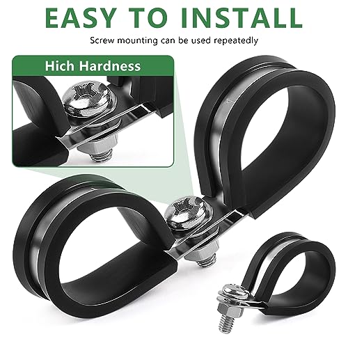 Delgada 20 Pack 1 Inch 304 Stainless Steel P-Style Cable Clamps - Rubber Cushioned Insulated Clamp,Secure Tube, Pipe, and Wire Cord Installation (1 inch) - Image 4
