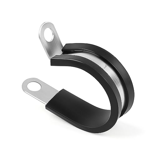 Delgada 20 Pack 1 Inch 304 Stainless Steel P-Style Cable Clamps - Rubber Cushioned Insulated Clamp,Secure Tube, Pipe, and Wire Cord Installation (1 inch) - Image 1
