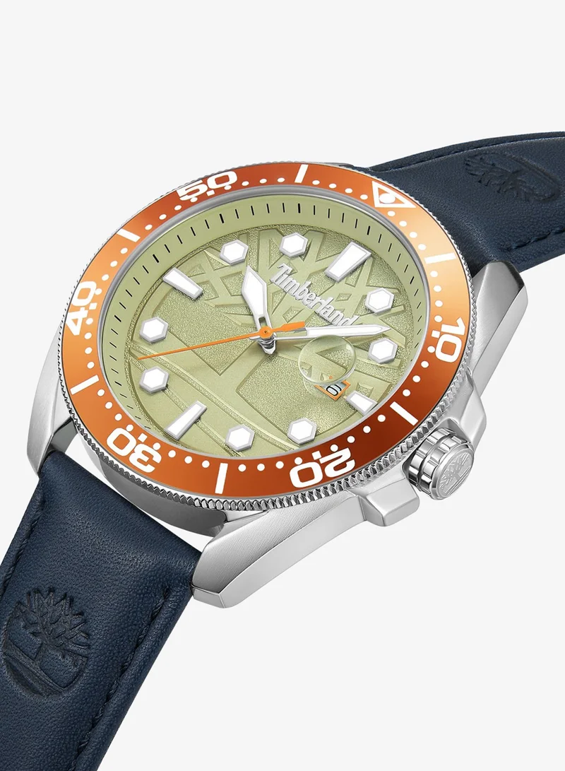 Timberland  Carrigan Men's Watch 44mm Analog Beige Dial Navy Leather Strap for Men | Best Price UAE