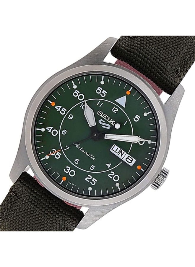 سيكو 5 Sports Automatic Men's Watch SRPH29, 39.4 mm Green Dial, Stainless Steel Case, Green Nylon Strap, 100 m WR - Image 5
