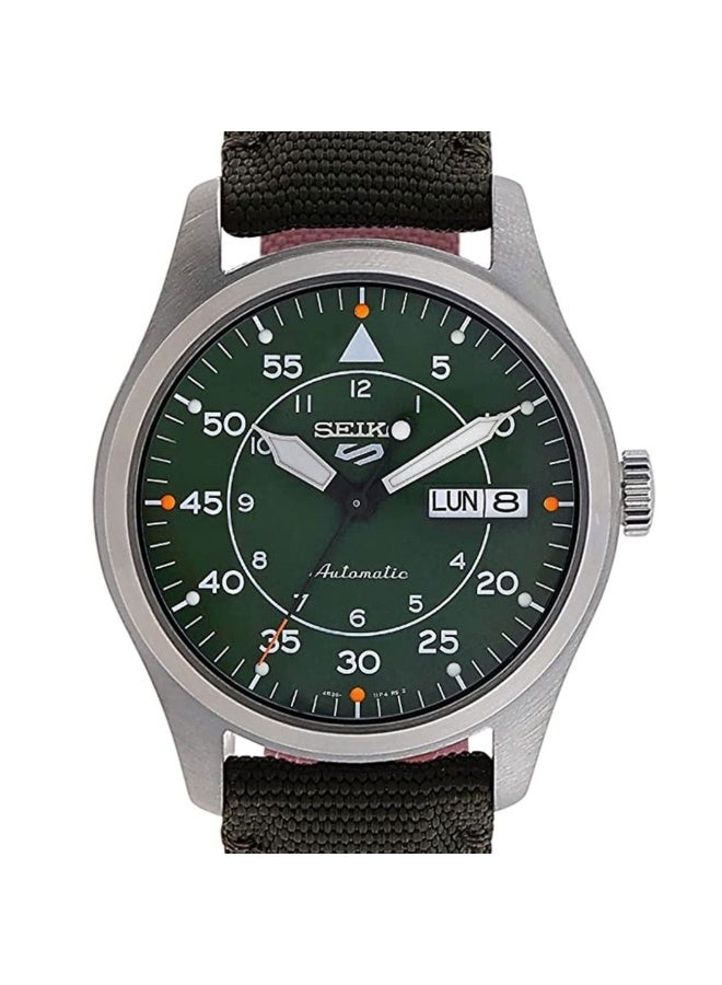 سيكو 5 Sports Automatic Men's Watch SRPH29, 39.4 mm Green Dial, Stainless Steel Case, Green Nylon Strap, 100 m WR - Image 4