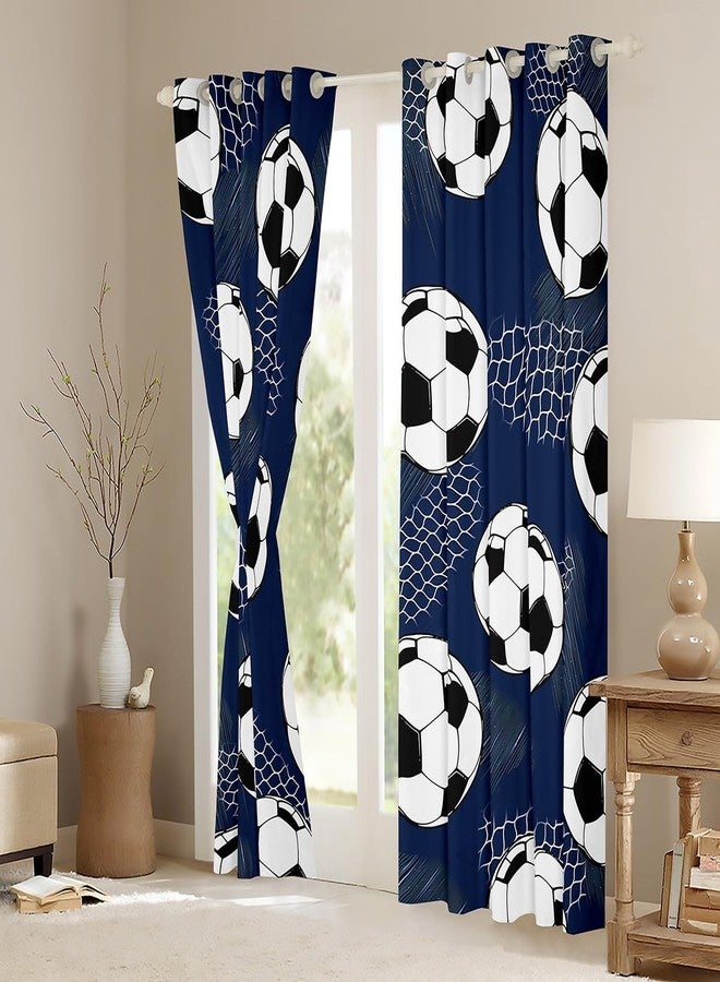 Feelyou Football Curtains for Bedroom Living Room (2 Panels, 52 x 84 Inch) Soccer Darkening Drapes Kids Boys Girls Soccer Ball Game Navy Blue 30%-50% Blackout Curtains Sports Theme Window Treatments - Image 3