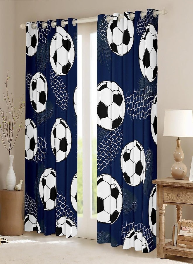 Feelyou Football Curtains for Bedroom Living Room (2 Panels, 52 x 84 Inch) Soccer Darkening Drapes Kids Boys Girls Soccer Ball Game Navy Blue 30%-50% Blackout Curtains Sports Theme Window Treatments - Image 2