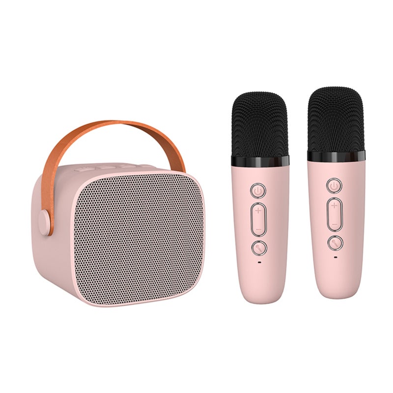 Portable Karaoke Machine: 2 Pink Mics With Upgraded HD Microphone Core - Powerful HiFi Speaker for Kids Home Travel On-the-Go Singing - Image 1