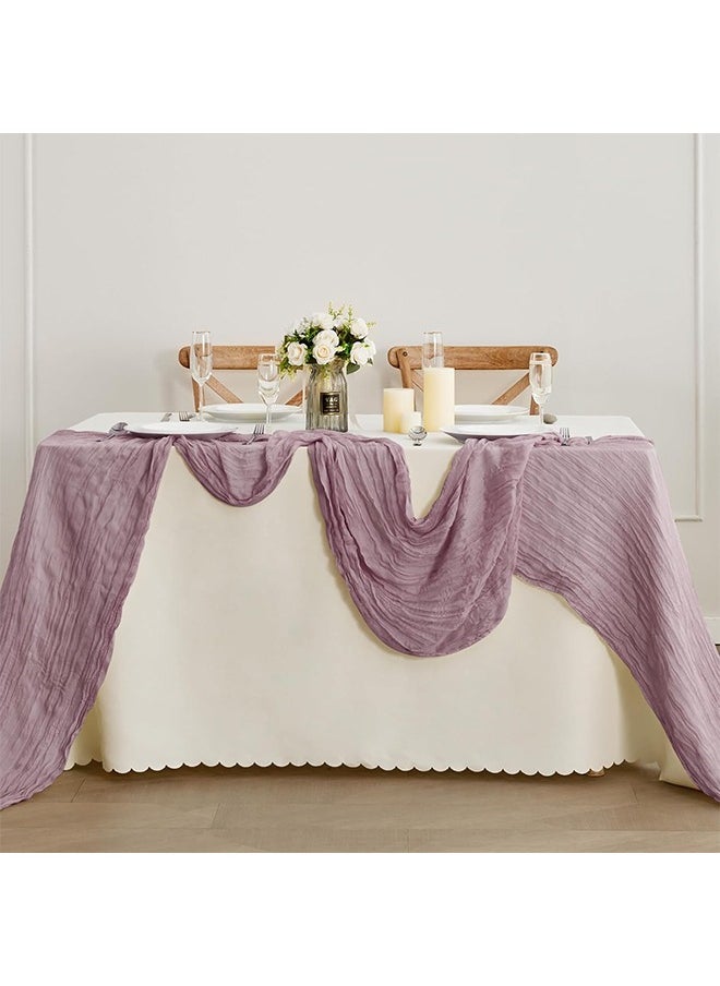 Cheesecloth Table Runner 90x340cm Purple,Translucent Table Decor for Wedding Reception, Party Decoration, Table Centerpiece