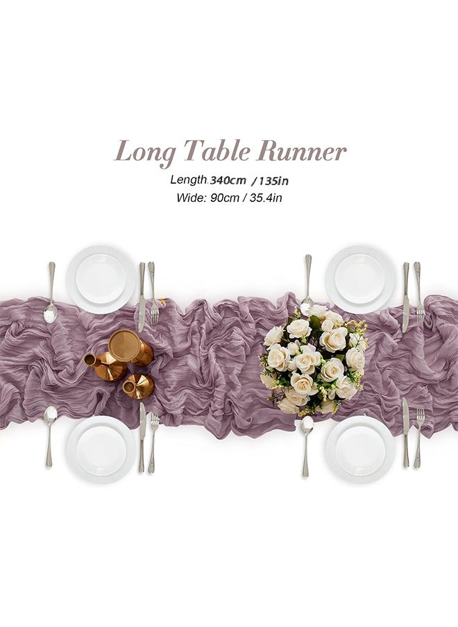 Cheesecloth Table Runner 90x340cm Purple,Translucent Table Decor for Wedding Reception, Party Decoration, Table Centerpiece