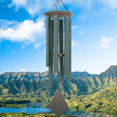 Howarmer Wind Chimes Outdoor Large Deep Tone 44 Inches Sympathy Wind Chimes Tuned Soothing Melody Memorial WindChime with 6 Heavy Tubes for Outside Decoration GardenYard Green