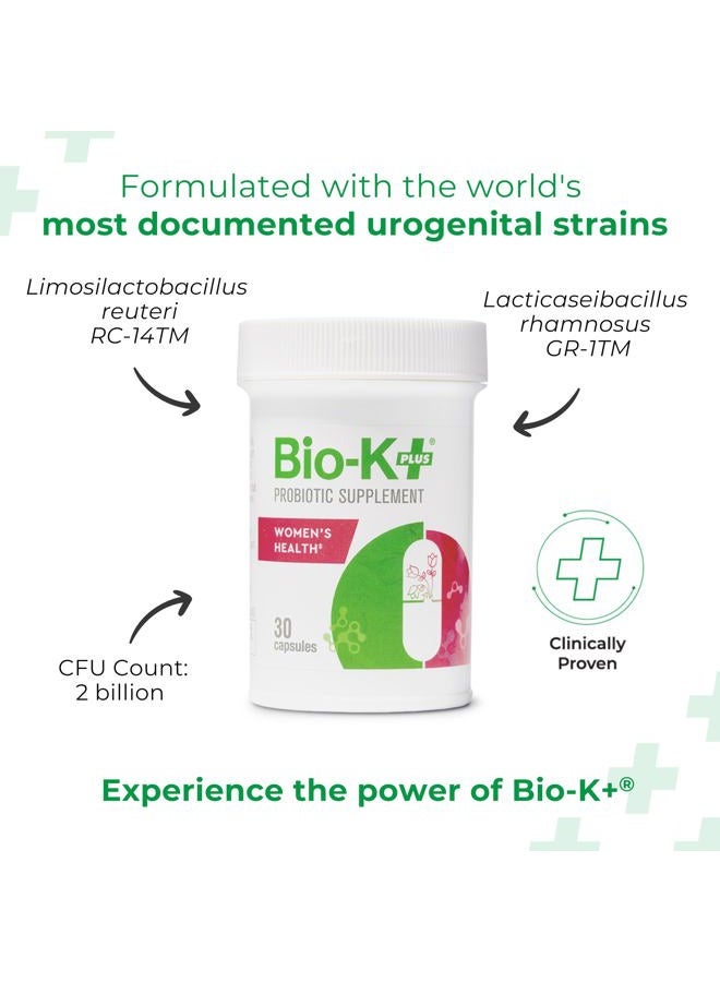 Bio-K Plus Bio-K+ Probiotic for Women support for Vaginal & Urinary Tract Health, Probiotic Supplement with 2 Billion CFU 2 Strains, Vegan, Shelf-Stable – 30 Capsules - Image 2