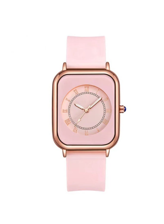 ساعة كواتز نسائية مستطيلة عصرية بسوار سيليكون رياضي - Image 1