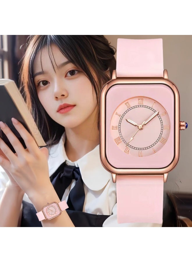 ساعة كواتز نسائية مستطيلة عصرية بسوار سيليكون رياضي - Image 3