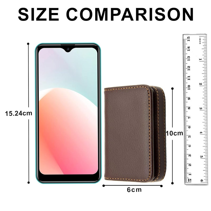 DAHSHA Pocket Sized Stitched PU Leather Credit Card Holder Visiting Business Card Case Wallet with Magnetic Shut for Men & Women (10 x 6 x 1.6 cm, Coffee Brown) - Image 3