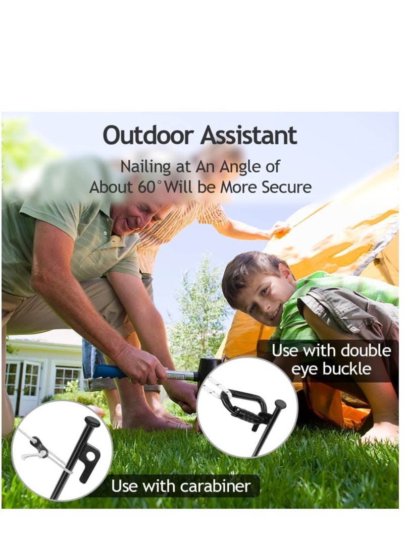 SYOSI أوتاد خيمة، 6 قطع أوتاد خيمة فولاذية عالية القوة، 30 سم طويلة، أوتاد تثبيت خيمة مع خطافات وفتحات، أوتاد تخييم غير قابلة للكسر وغير مرنة للسفر والتخييم والمشي في الهواء الطلق على الأراضي العشبية - Image 5