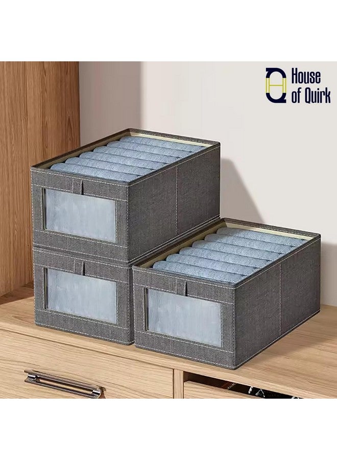 HOUSE OF QUIRK House of Quirk Durable and Versatile Closet Drawer Organizers and Storage Baskets, Rectangle Storage Boxes, Fabric Storage Containers For Pants, Shirt, Sweaters, Bra Panty, Socks (Grey,Pack of 2)  - Image 2