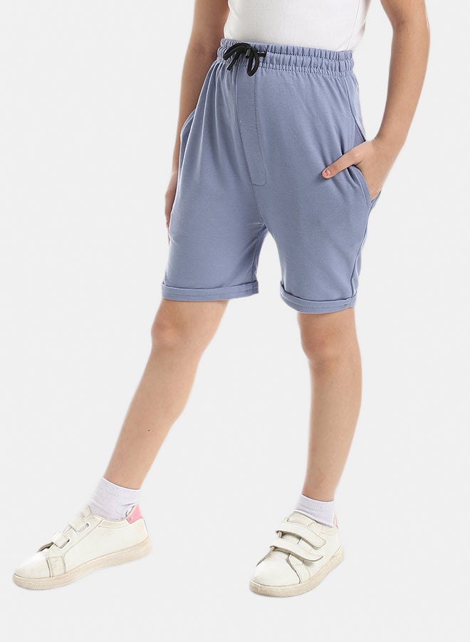 Andora Elastic Waist With Drawstrings Shorts_Grey - Image 3