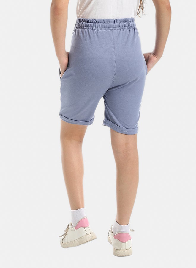 Andora Elastic Waist With Drawstrings Shorts_Grey - Image 5