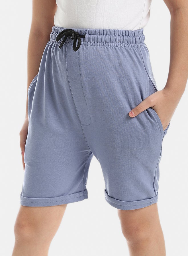 Andora Elastic Waist With Drawstrings Shorts_Grey - Image 2