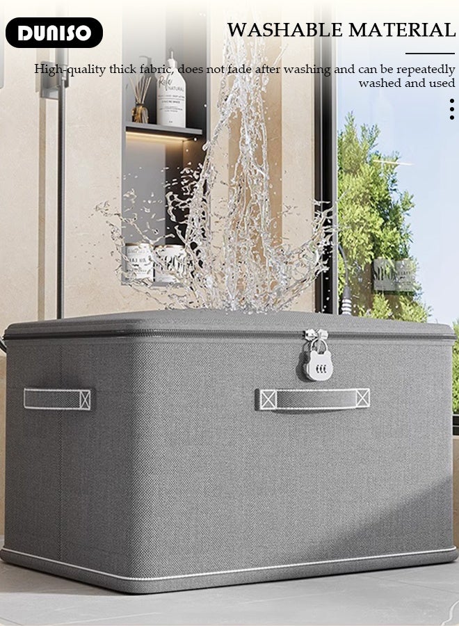 DUNISO Collapsible Rigid Zip Lidded Storage Boxes Foldable Closet Storage Box Washable Closet Storage Organizer Wardrobe Clothes Organizer Cube Storage Bin Closet Organizer Storage Basket with Handle for Clothing Jeans Blankets Toys - Image 4
