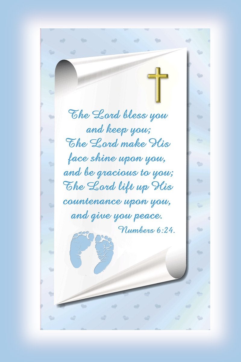 Expressly Yours! Photo Expressions Christening Gift for Baby Boy | Cute Picture Frame | Affordable, Colorful | Holds a 3.5 x 5 Photo | EasyFront-Load Design | Blue Theme with Numbers 6:24-26 Verse… - Image 3