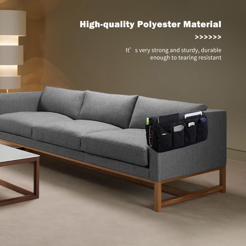 Sofa Armrest Storage Bag with 14 Pockets Non-Slip Sofa Armrest Storage Organizer Sofa Armchair Caddy Armrest Covers Armchair Storage Bag for Phone Magazines TV Remote Control - Image 5
