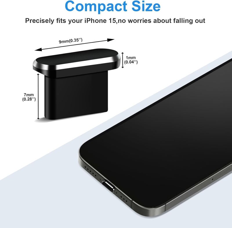 Mizi [2 Pack] USB-C Metal Anti Dust Plug Cover, Protect Charging Port from Dust and Moist with Storage Box and Cable Clip Holder for iPhone 15/16 /17Series - Black - Image 4
