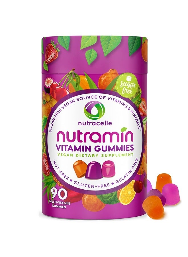 Nutracelle - NUTRAMIN Daily Vegan Keto Multivitamin Gummies Vitamin C, D2, and Zinc for Immunity, Plant-Based, Sugar-Free, Nut-Free, Gluten-Free, with Biotin, Vitamin A, B, B6, B12 & More 90 Count, 45 Days - Image 1