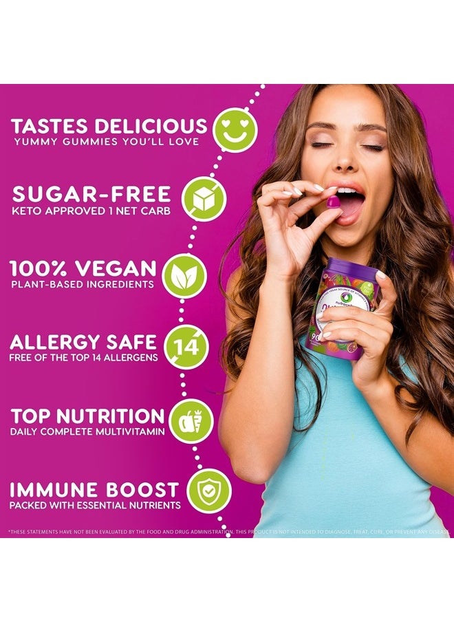 Nutracelle - NUTRAMIN Daily Vegan Keto Multivitamin Gummies Vitamin C, D2, and Zinc for Immunity, Plant-Based, Sugar-Free, Nut-Free, Gluten-Free, with Biotin, Vitamin A, B, B6, B12 & More 90 Count, 45 Days - Image 1