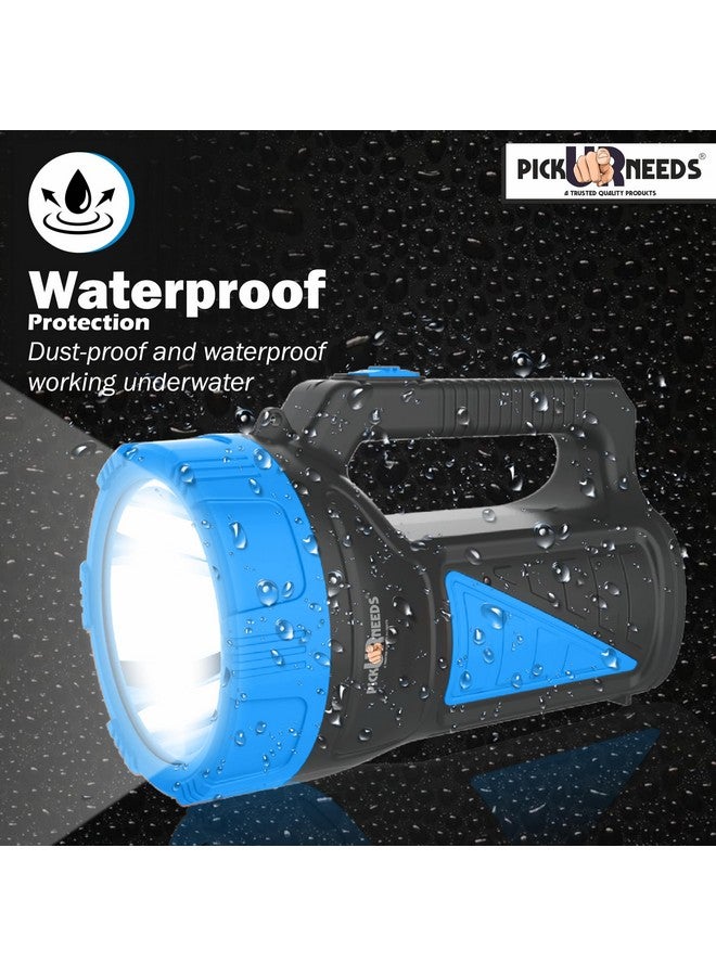 Pick Ur Needs Rechargeable Long Range Search Torch Light 50W with 2 Side Emergency Tube Light (Blue) - Image 5