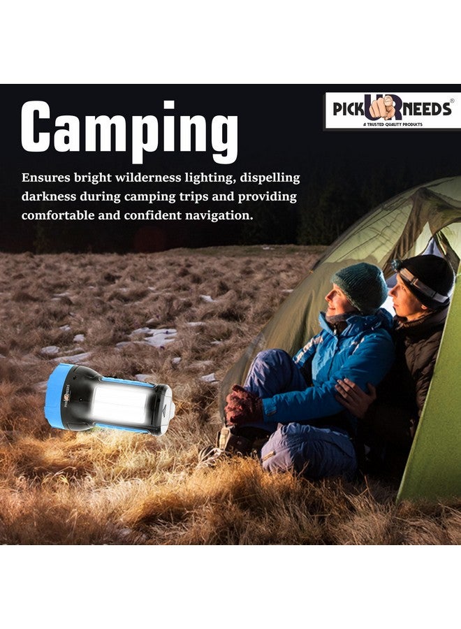 Pick Ur Needs Rechargeable Long Range Search Torch Light 50W with 2 Side Emergency Tube Light (Blue) - Image 4