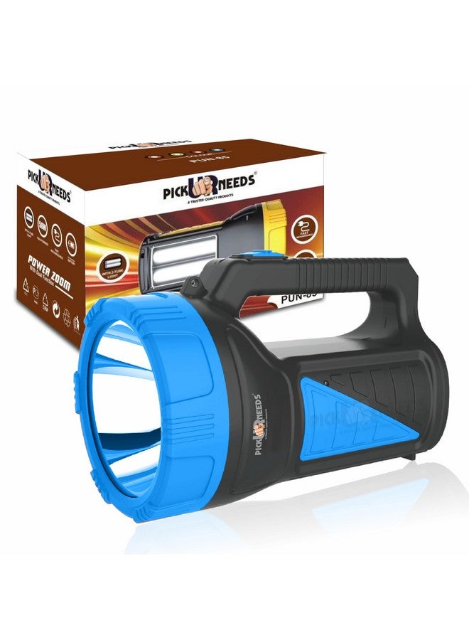 Pick Ur Needs Rechargeable Long Range Search Torch Light 50W with 2 Side Emergency Tube Light (Blue) - Image 1
