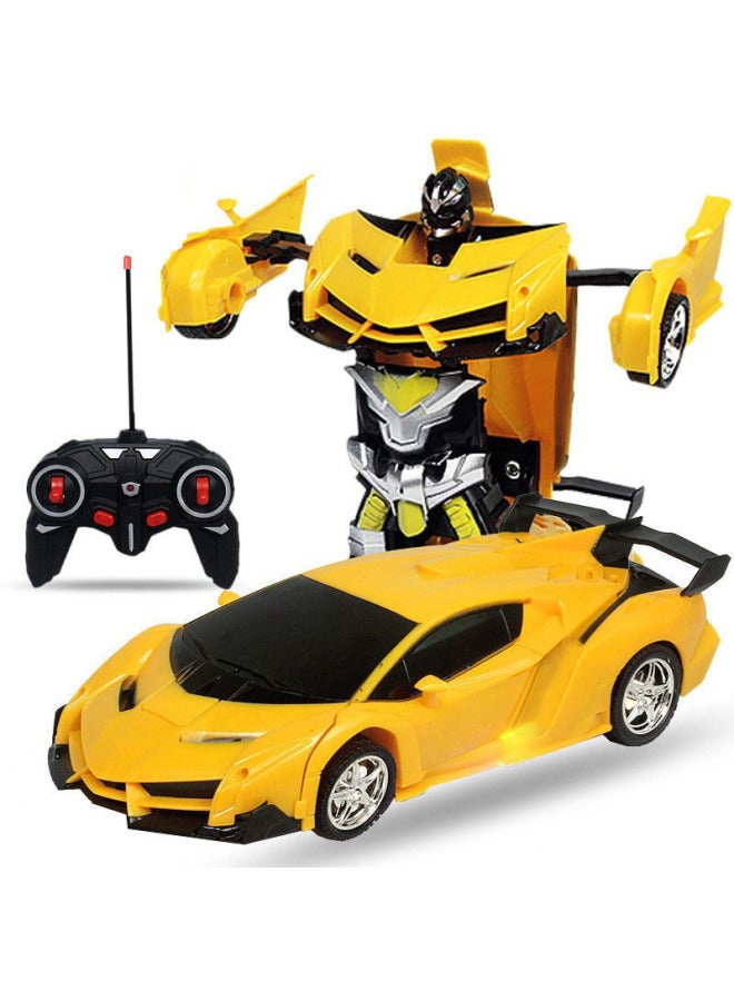 Remote Control Deformation Car Charging Remote Control Car Induction Transformation King Kong Robot Electric Remote Control Car Children's Toy Car-Color:Remote Control Version Cloth White Alarm Color/charging Version-Proportion:1:18 English Packaging  - Image 5
