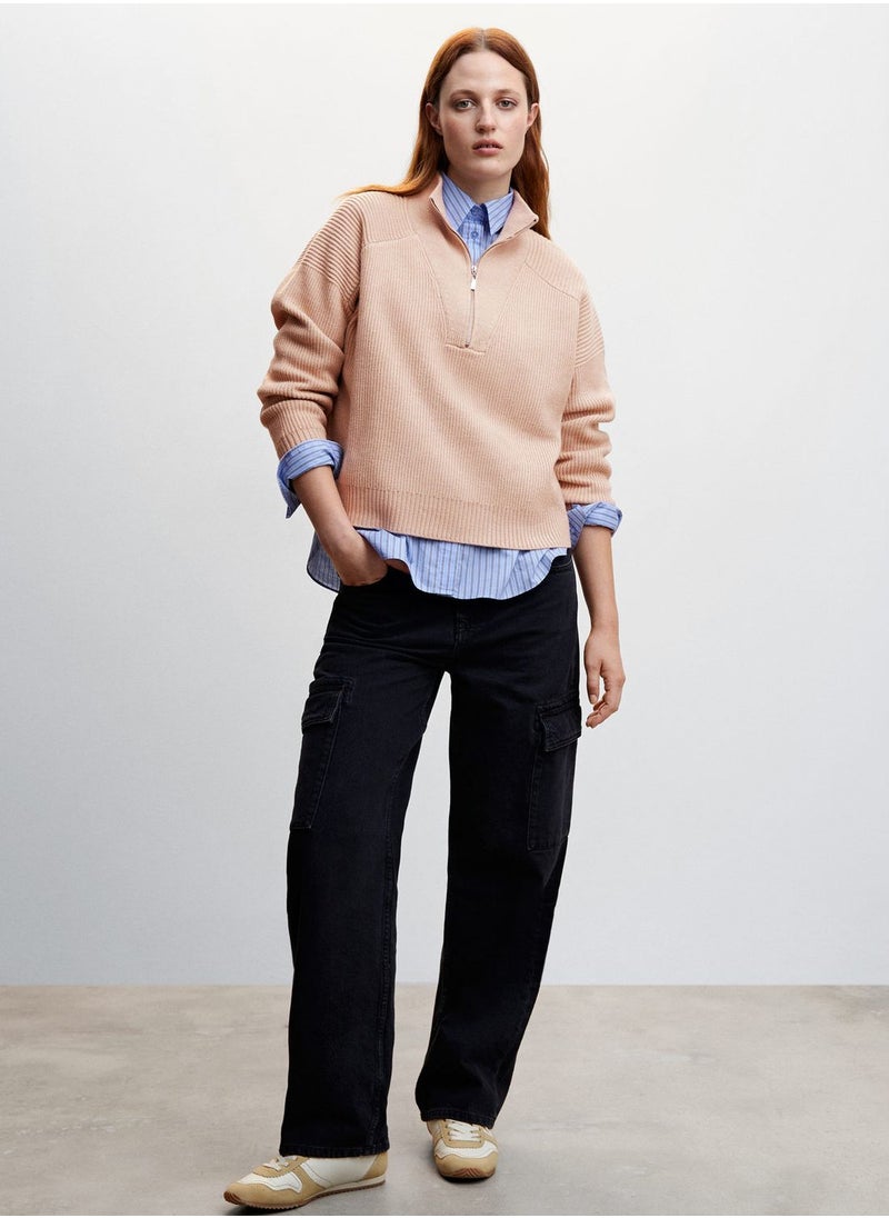 MANGO - V-Neck Knitted Sweater - Image 1