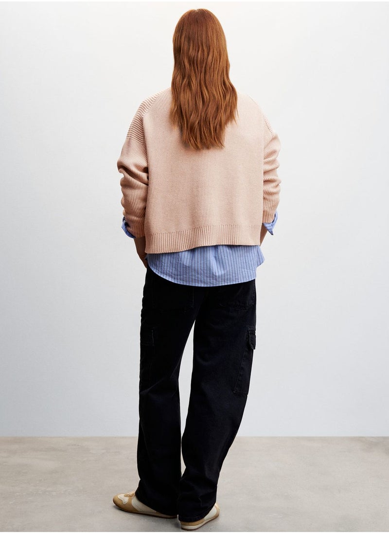 MANGO - V-Neck Knitted Sweater - Image 1