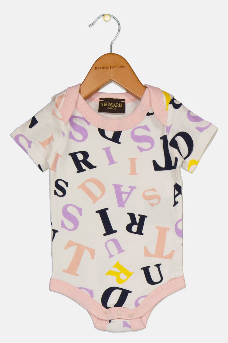 TRUSSARDI Toddlers Girl Allover Print Short Sleeves Bodysuit, Multicolor - Image 1