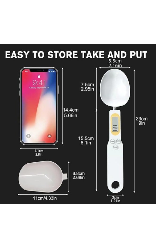 2 Pcs Food Scale Spoon, Digital Kitchen Scale High Precision Small Scale with Tare Function Weighing and Measuring Dry Liquid Ingredient Milk Tea Flour Medicine 1.1lb/500g(0.1g) - Image 2
