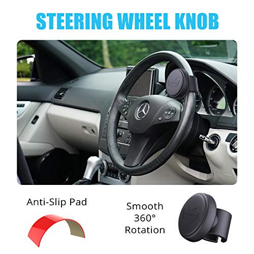 AutoMuko Steering Wheel Knob, Suicide Knob for Steering Wheel, Premium Silicone Finish Steering Wheel Spinner, Simple & Easy Installation No Tools Required - Fits Cars, Trucks, Buses, Boats, (Black) - Image 2