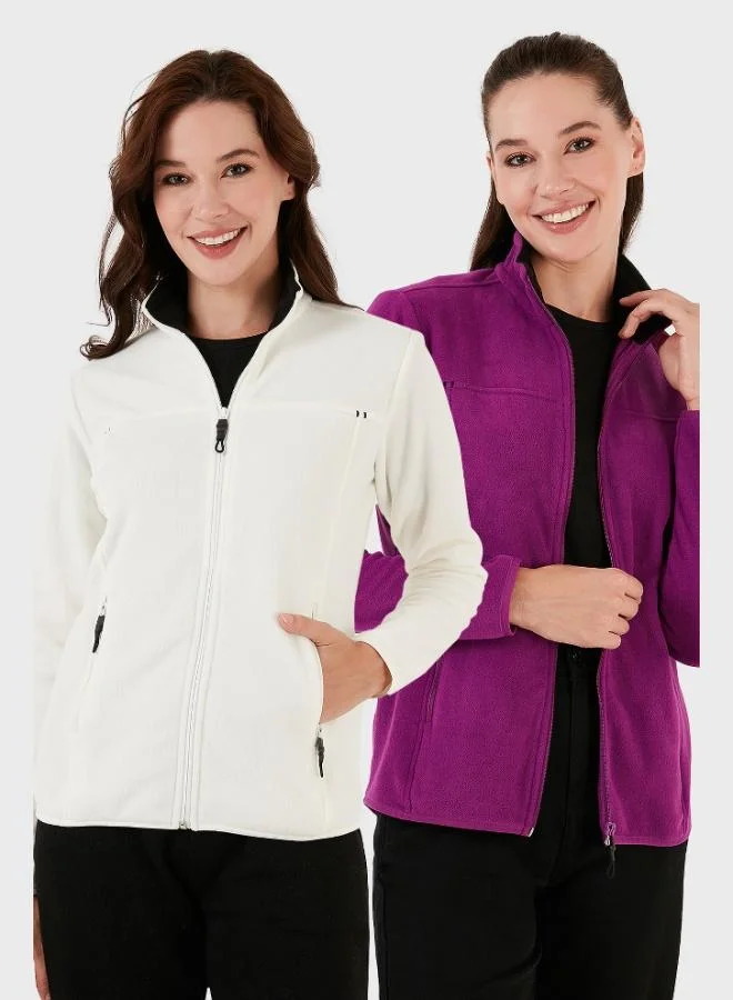 Lela Lela Slim Fit Anti-Pilling Zippered Pocket Cardigan 2-Pack Polar Women's POLAR 5907002S2