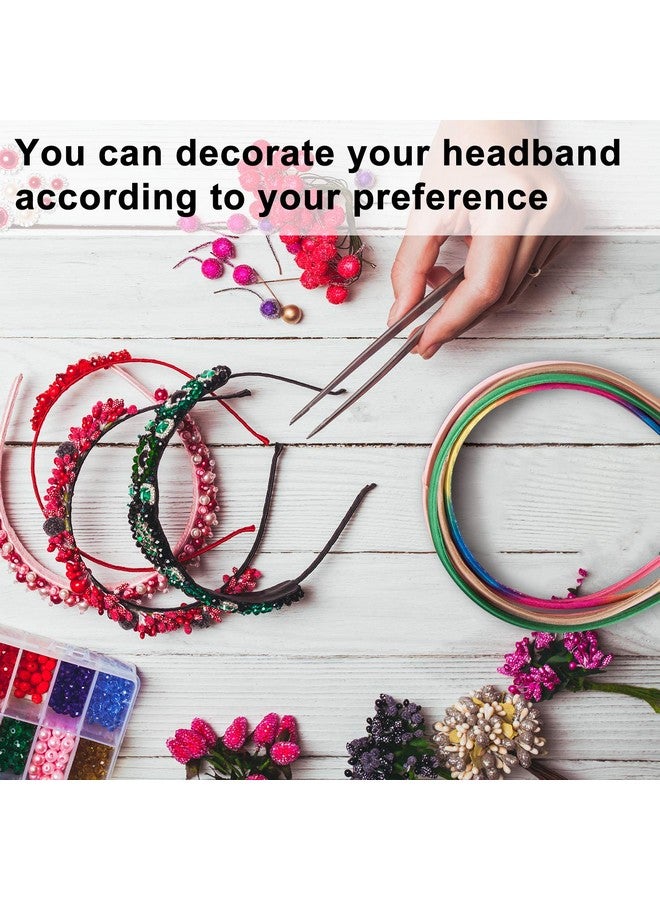 Duufin 50 Pieces Satin Headbands 1 Centimeter DIY Headband Colorful Satin Covered Headband Girls and Women, 25 Colors - Image 5