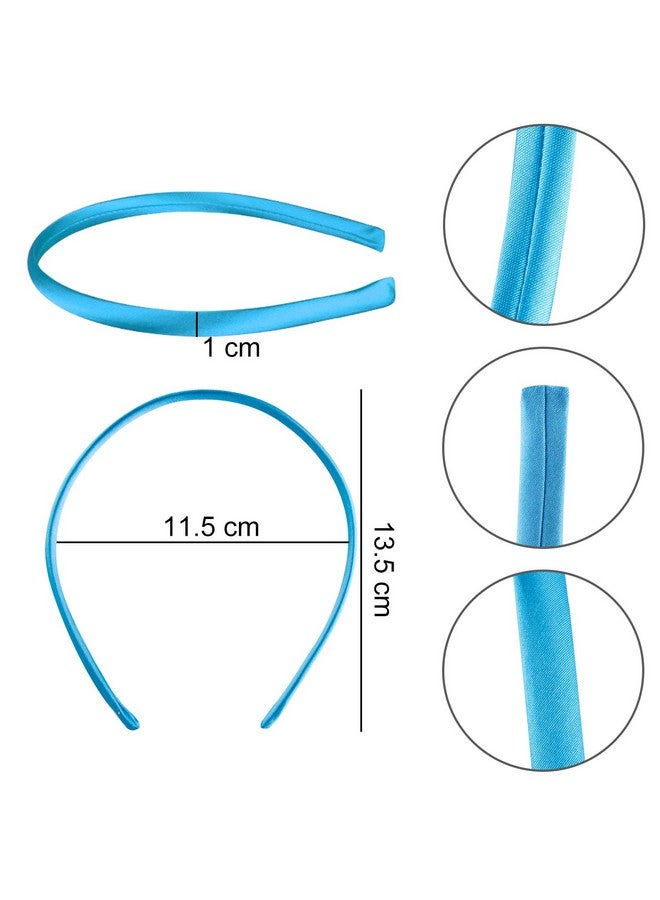 Duufin 50 Pieces Satin Headbands 1 Centimeter DIY Headband Colorful Satin Covered Headband Girls and Women, 25 Colors - Image 2
