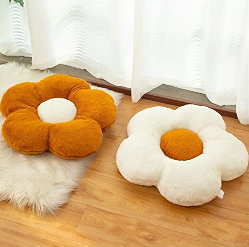 YILANLAN Cute Flower Cushion Plush Floor Pillow Casual Comfortable Pillow Office Living Room Bed Decoration Cushion Simple Room Decoration (50cm, Brown) - Image 3