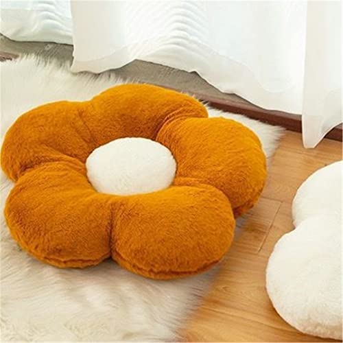YILANLAN Cute Flower Cushion Plush Floor Pillow Casual Comfortable Pillow Office Living Room Bed Decoration Cushion Simple Room Decoration (50cm, Brown) - Image 2