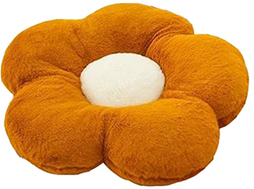 YILANLAN Cute Flower Cushion Plush Floor Pillow Casual Comfortable Pillow Office Living Room Bed Decoration Cushion Simple Room Decoration (50cm, Brown) - Image 1